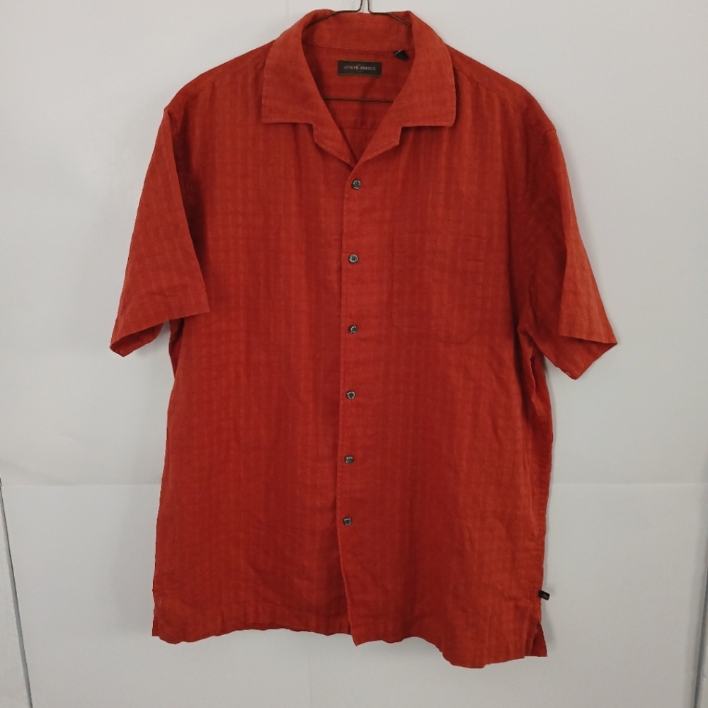 Joseph Abboud Men's Short Sleeve Button Down Shirt Linen Blend Size L